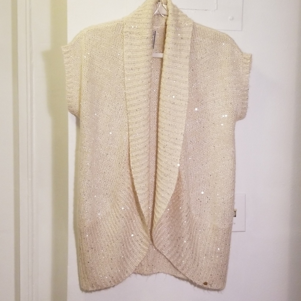 NWOT Guess white sequined cardigan size XS-S